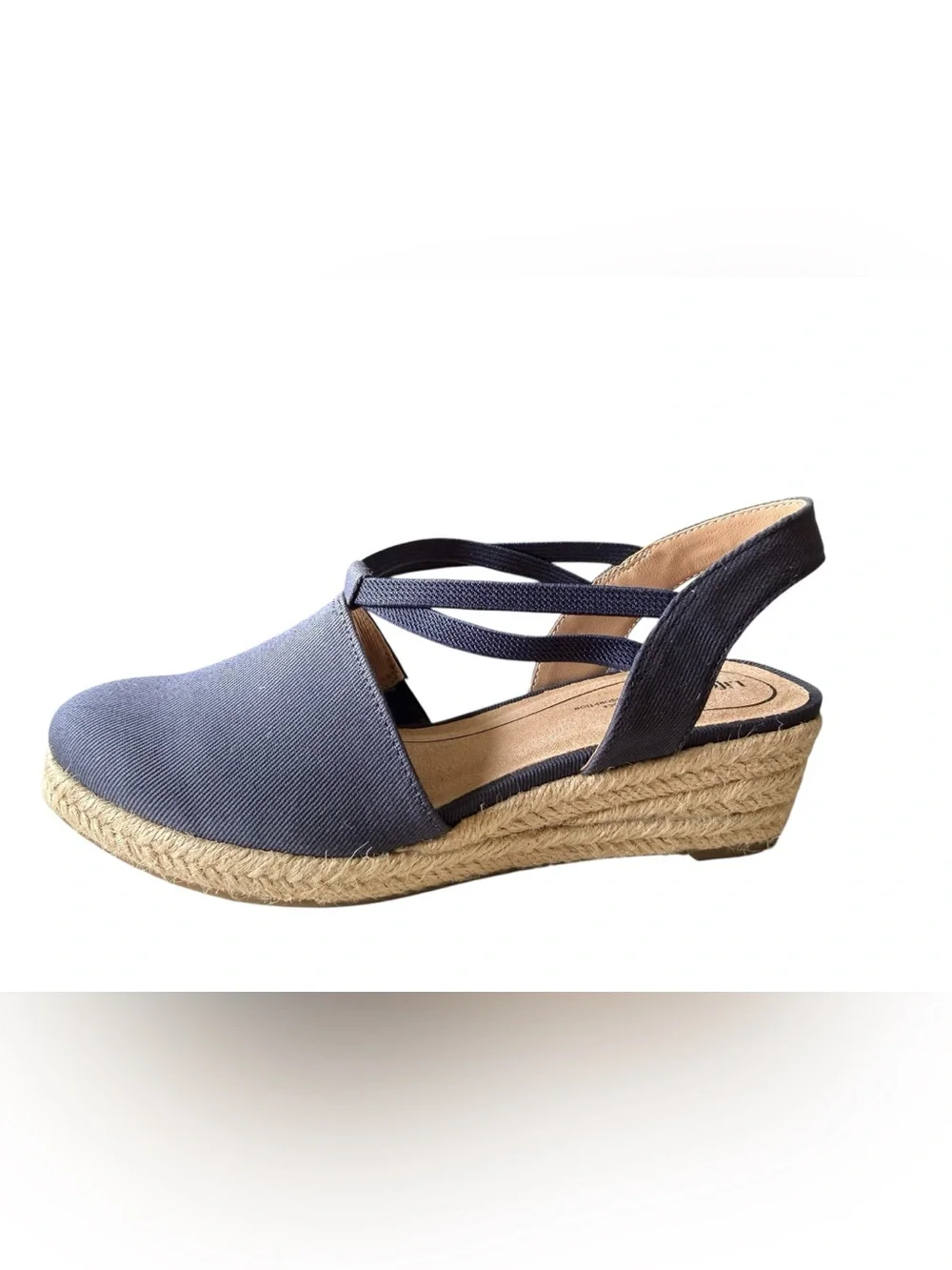 NIB LifeStride Navy Espadrille Wedges 6.5 Wide